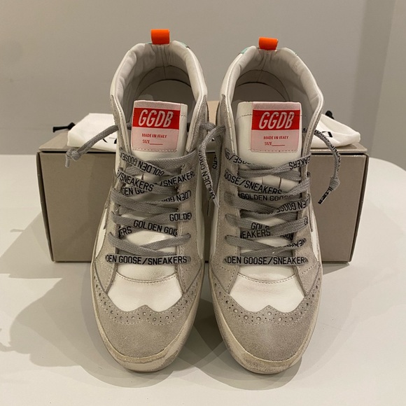 Golden Goose Mid Star Sneaker in White/Ice/Turquoise sz 38 New in Box - Picture 9 of 14